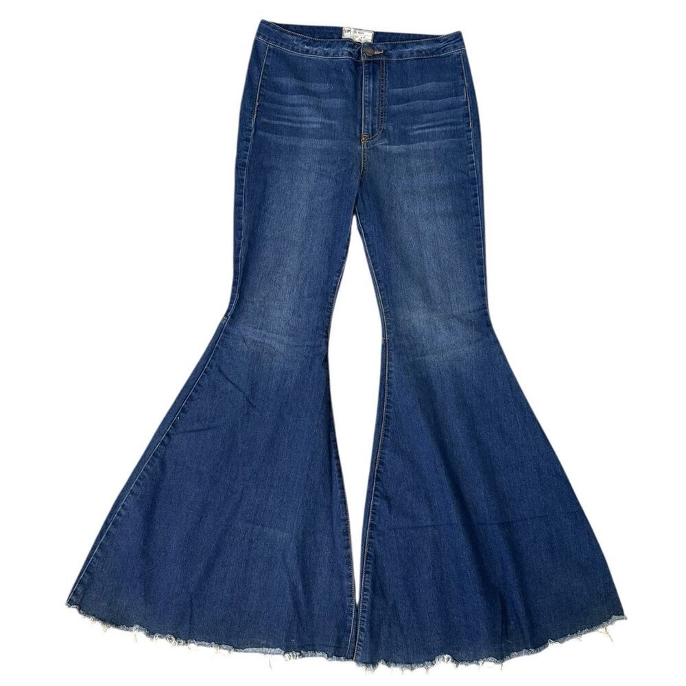 FREE PEOPLE Just Float On Flare Jeans Vintage Bell Bottoms Rich Blue Size 30 - Picture 2 of 8